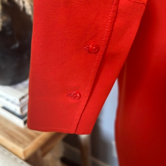 Club Monaco Long Sleeve Red Silk Shirt Dress Size 2 - Picture 4 of 8